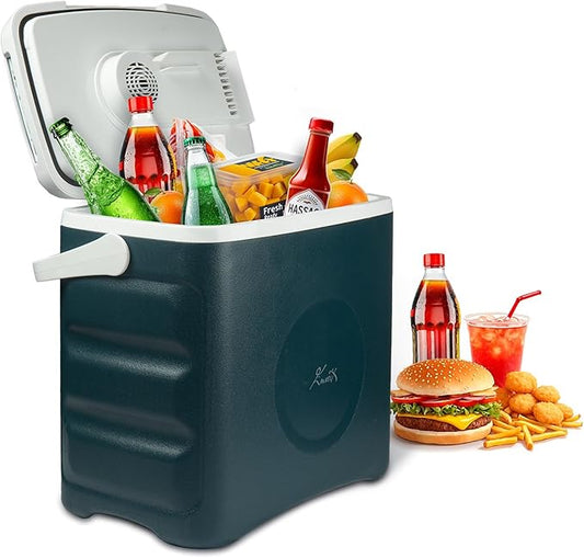 Enveix Electric Portable Cooler Box, 30L, Cooling and Keep Warm Function, AC/DC & Power Supply USB for Car, Boat and Camping, With ECO Option