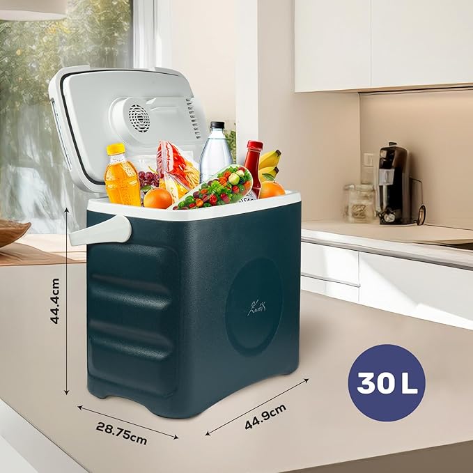 Enveix Electric Portable Cooler Box, 30L, Cooling and Keep Warm Function, AC/DC & Power Supply USB for Car, Boat and Camping, With ECO Option