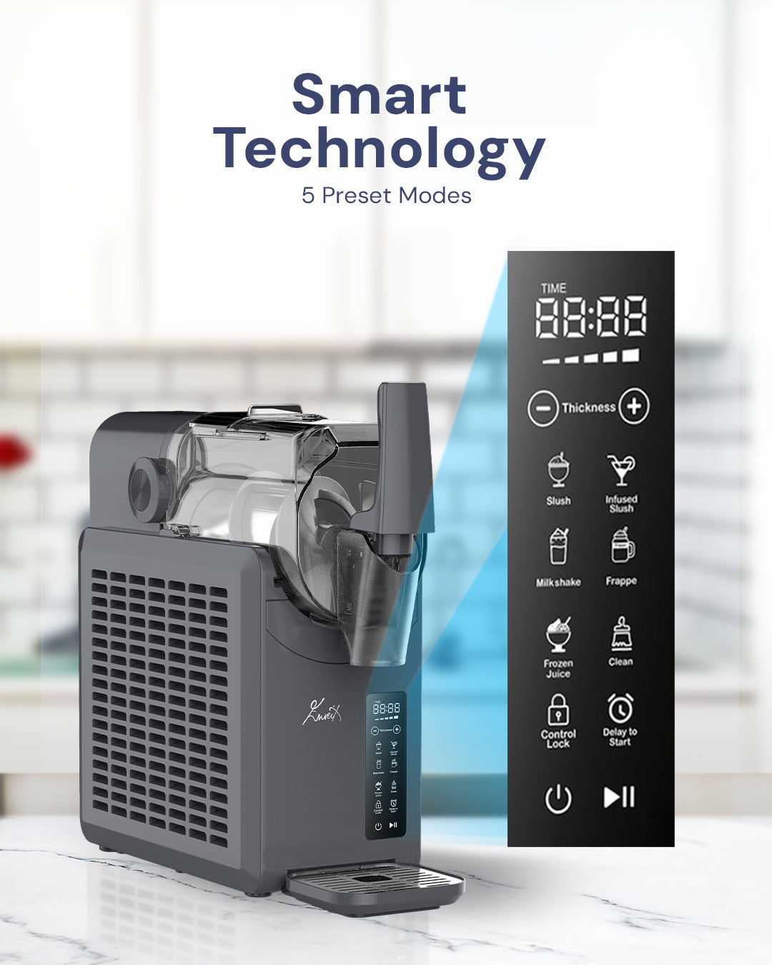 Enveix Slushie Machine, Professional Frozen Drink Maker, 2L Capacity,5 Preset Programs, Time Display, No Ice Needed