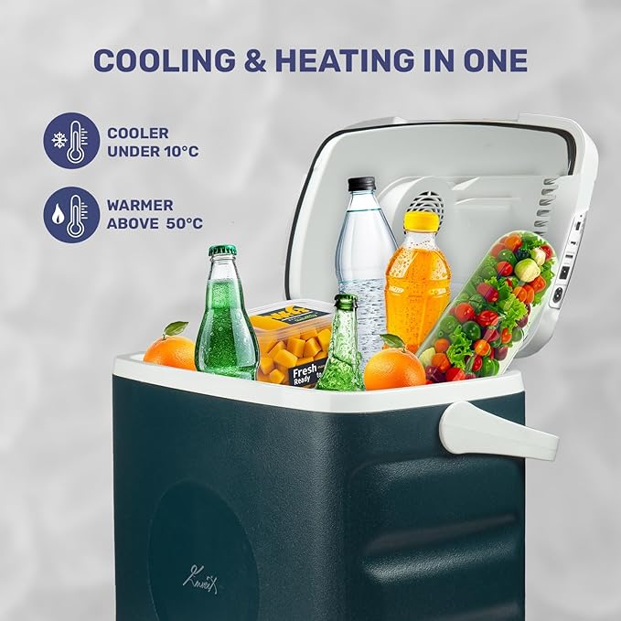 Enveix Electric Portable Cooler Box, 30L, Cooling and Keep Warm Function, AC/DC & Power Supply USB for Car, Boat and Camping, With ECO Option