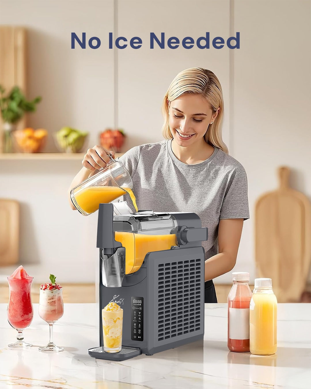 Enveix Slushie Machine, Professional Frozen Drink Maker, 2L Capacity,5 Preset Programs, Time Display, No Ice Needed